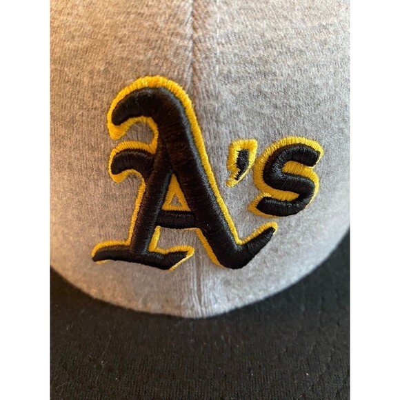 New Era Cap Hat Unisex Size 7 1/4" Color Black Gray Oakland Athletics Fitted Cap - Picture 2 of 12